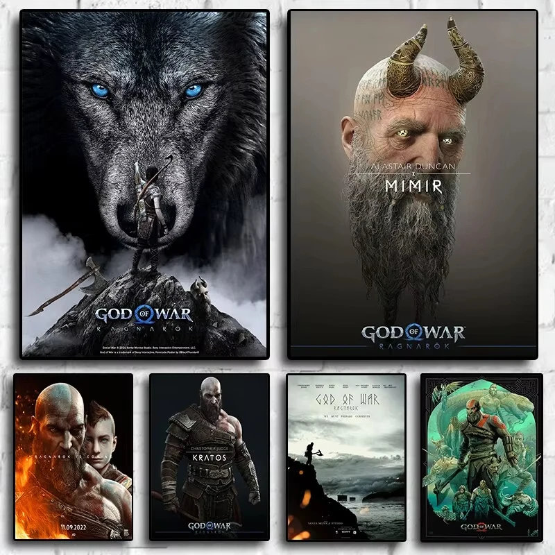 إله الحرب الفن الحديث قماش جدار ديكور لعبة جمالية ملصق للأطفال غرفة ديكور المنزل طباعة لاعب واحد لعبة مستوحاة الجدار أ