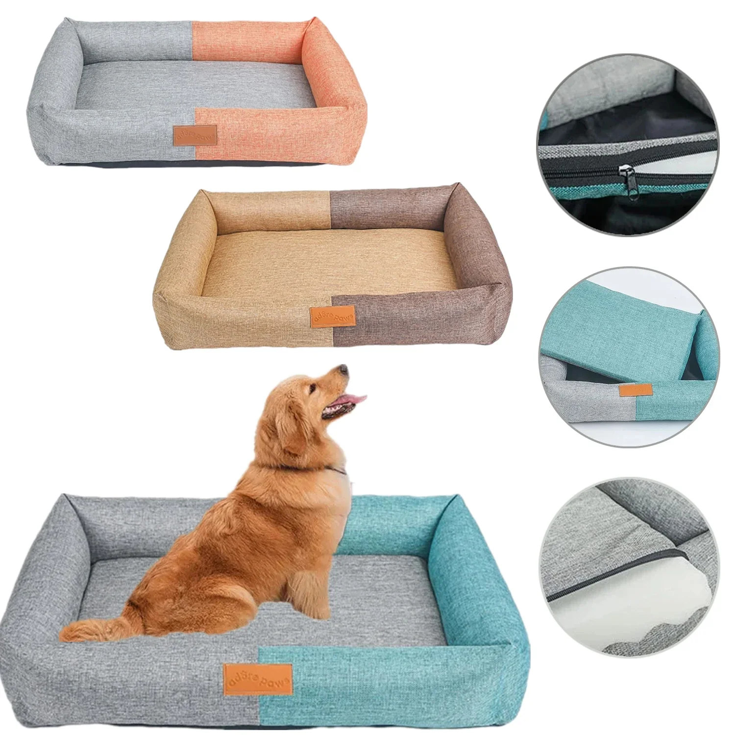 

Dog Bed Cotton Linen Material Washable Removable Small Pet Bed Chew Proof Outdoor Cozy Sleeping Mat Dog Beds Large Sized Dogs