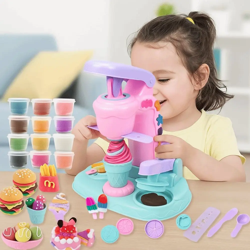 Juguete para hacer bricolaje de diseño único, herramienta de molde hecha a mano, máquina de fideos de helado, herramienta creativa de bricolaje, arcilla de colores, diseño interesante