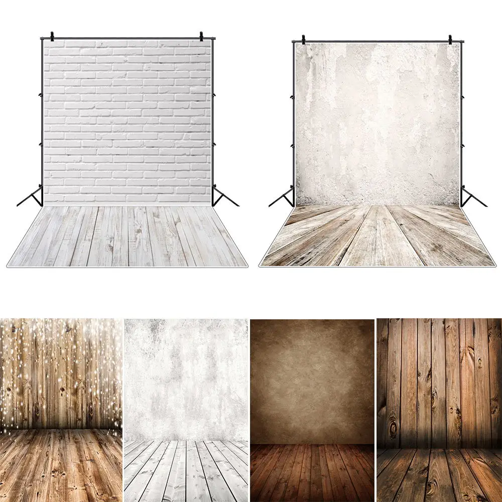 Grunge Gradient Brick Wall Wooden Boards Floor Interior Baby Portrait Photography Backdrops Backgrounds For Photo Studio