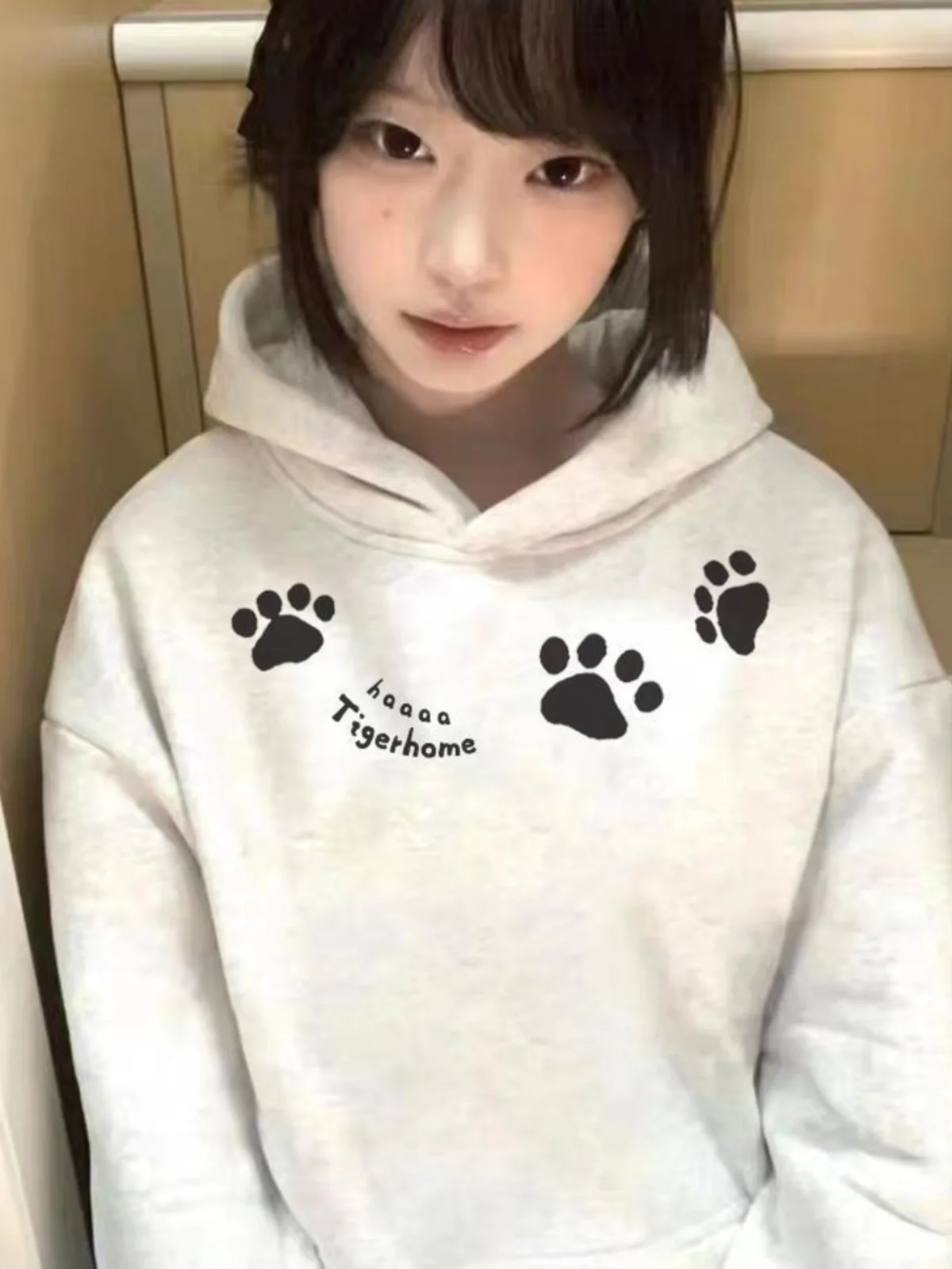 Oversize Hoodie Damen Thiened Fce Dog Paw Print Sweatshirt Herbst Winter New Sle Trendy Casual Oberbekleidung