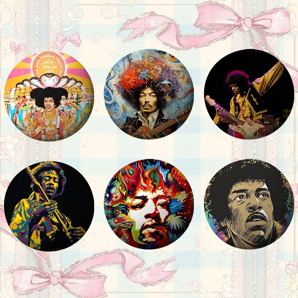Singer J-JIMI H-HENDRIX Brooches Stylish Ornament Pins Exquisite Round Badge Bag Accessories Jewelry Gifts