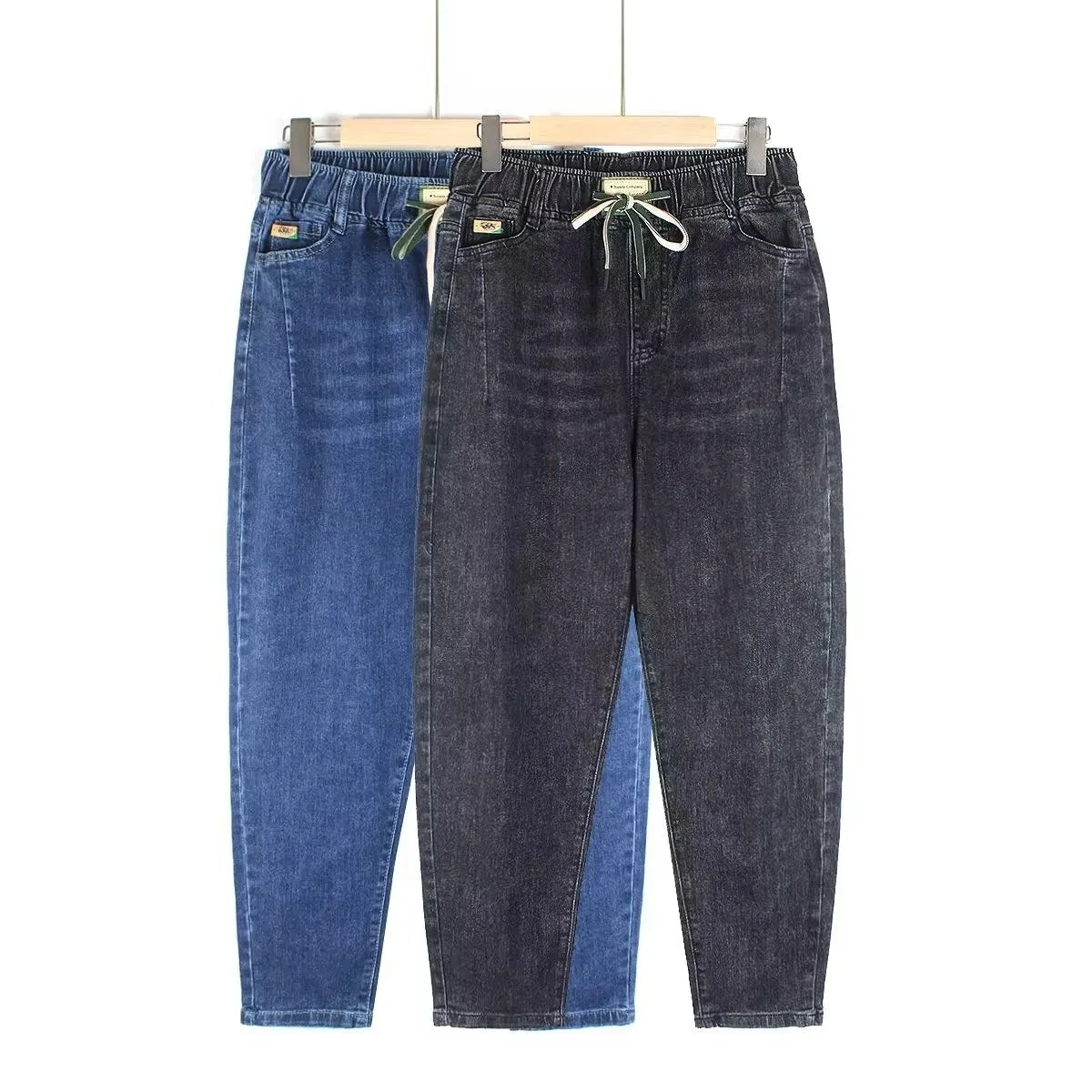Women's Jeans Streetwear 2026 Spring Autumn New Elastic high waisted Harun pants Female Pocket Casual Denim Nine points Pants