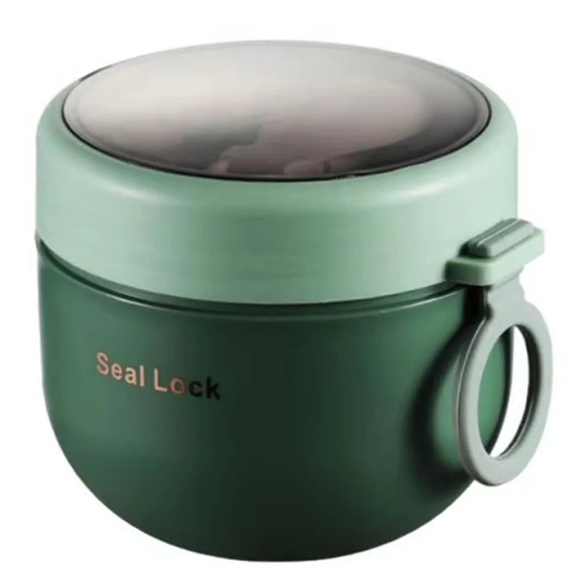 

HHTL Stainless Steel Vacuum Soup Cup - Portable Lunch Box with Spoon, Microwave Safe, Cute Design Green