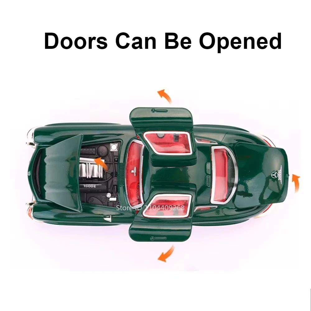 1:32 escala 300sl gt63 modelo de carro portas de brinquedo aberto som luz puxar para trás diecast metal veículos modelos coleção presentes do miúdo