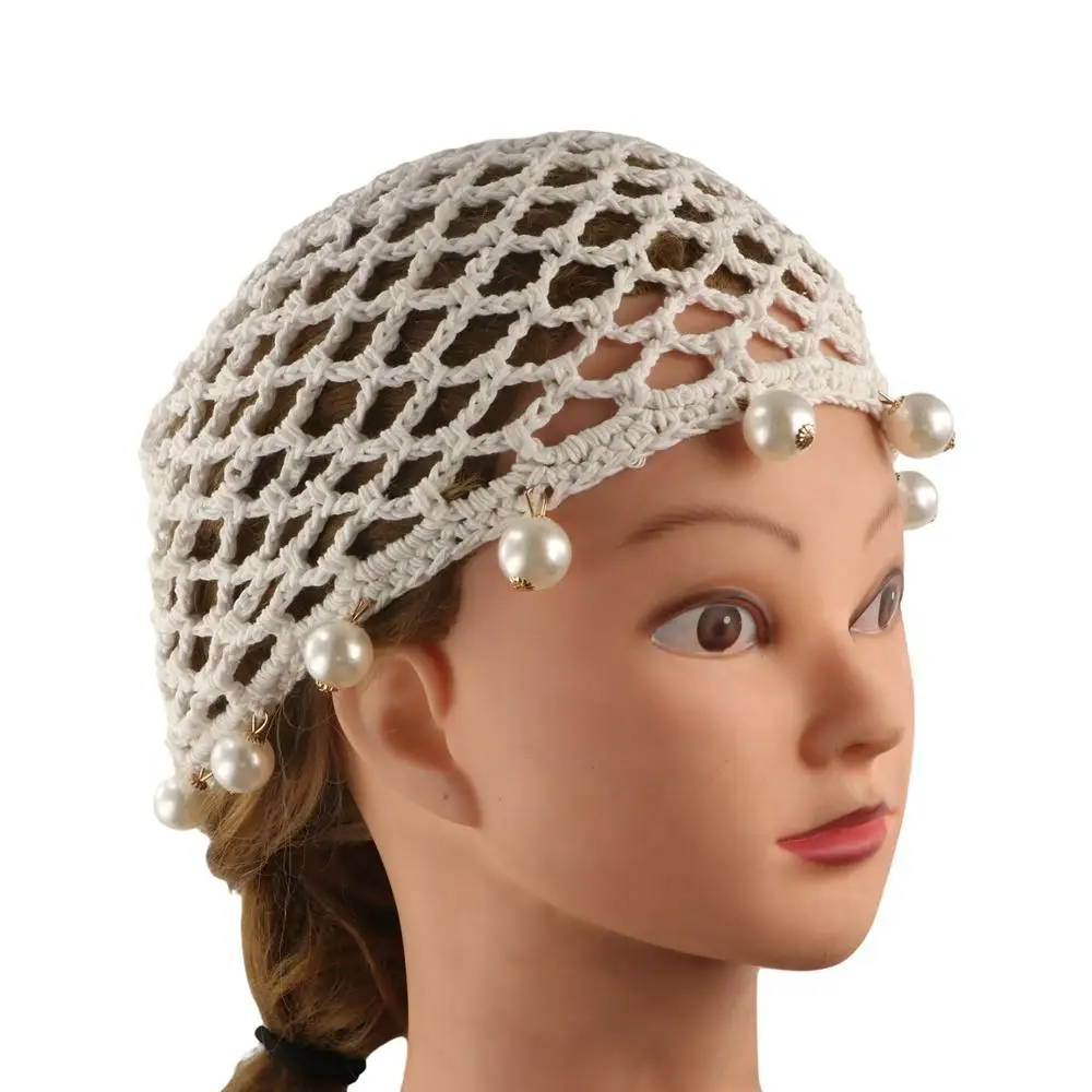 

Round Beads Crochet Hollow Tassels Knitted Hat Hollow Out Cap Knit Beanies Weave Bohemian Style Ethnic Style Hat
