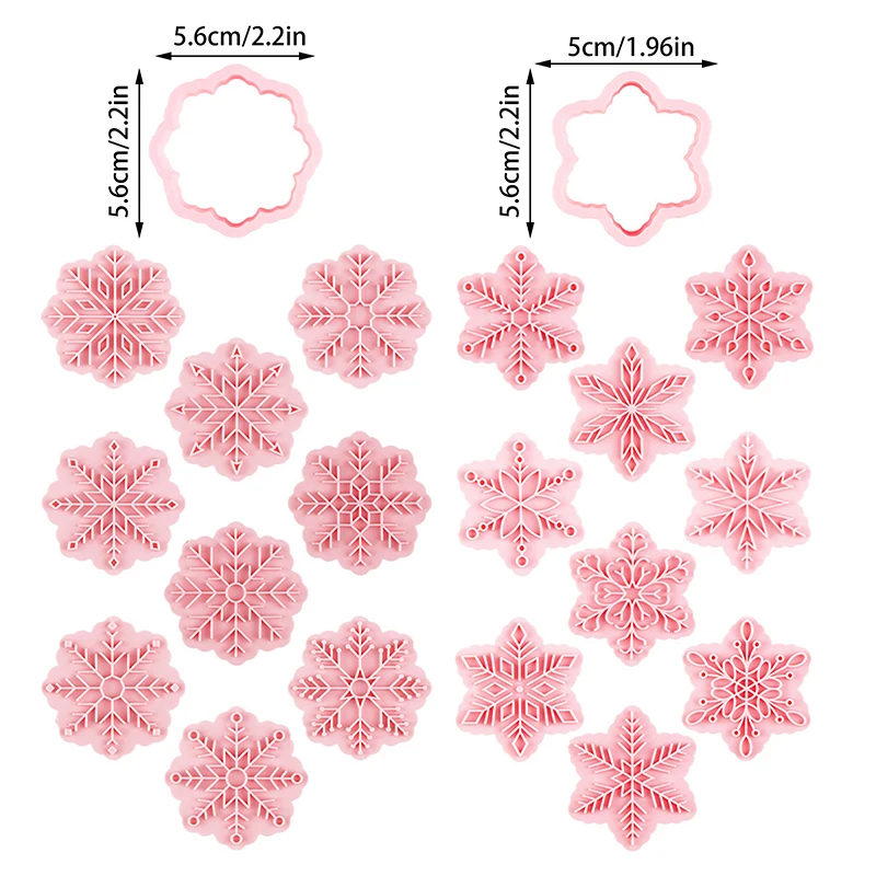 9 pçs molde de biscoito de natal floco de neve 3d molde de biscoito de plástico tipo imprensa molde de biscoito selo natal festa de ano novo ferramentas de cozimento