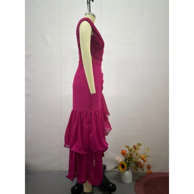 Sukienka damska Sweet Wind Sukienka w jednolitym kolorze Wysoka talia Bez rękawów Elegancki temperament Dojazdy do pracy Lato Nowe produkty