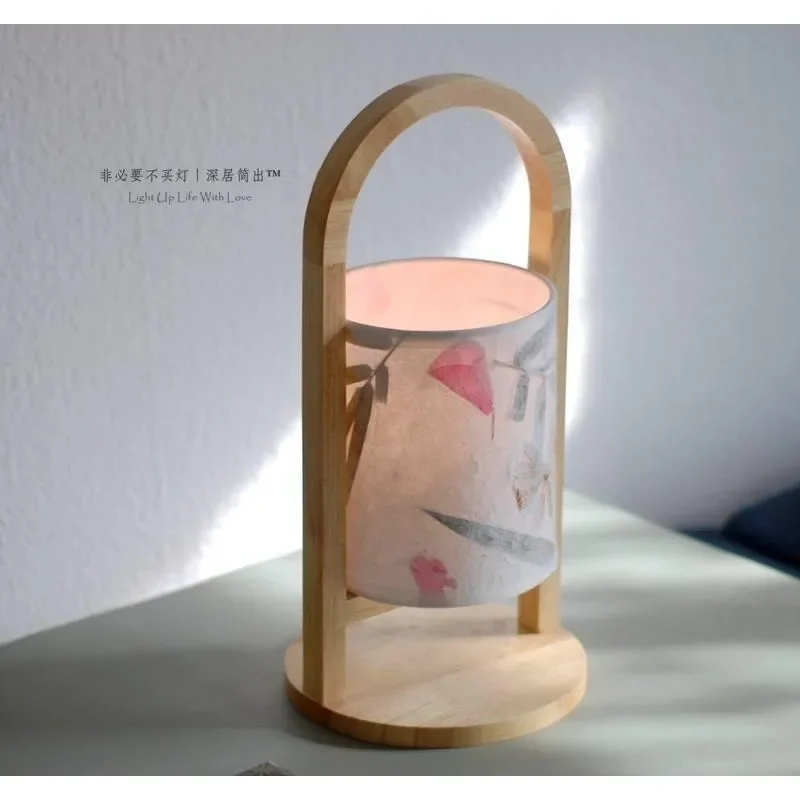 lantern, surprising wind log Chinese tea room desktop desk lamp, retro bedroom bedside lamp rechargeable night lamp