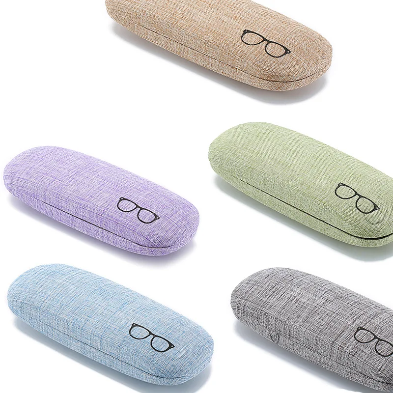 Linen Hard Shell Anti‑Pressure Glasses Case Portable Travel Sunglasses Box for Men Women