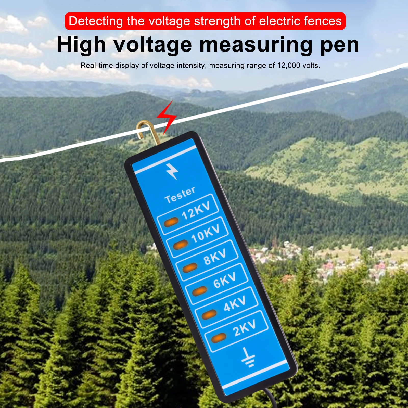 12000V Electronic Fence Voltage Tester Cattle Sheep Farm Fence Tester  Portable Ranch Farm Fence Pressure Gauge Detector