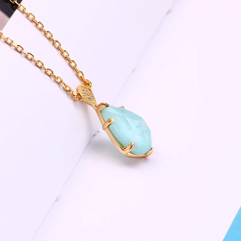 925 Sterling Silver Fashion water drop Tianhe stone necklace for women 100% silver necklace exquisite jewelry party gift