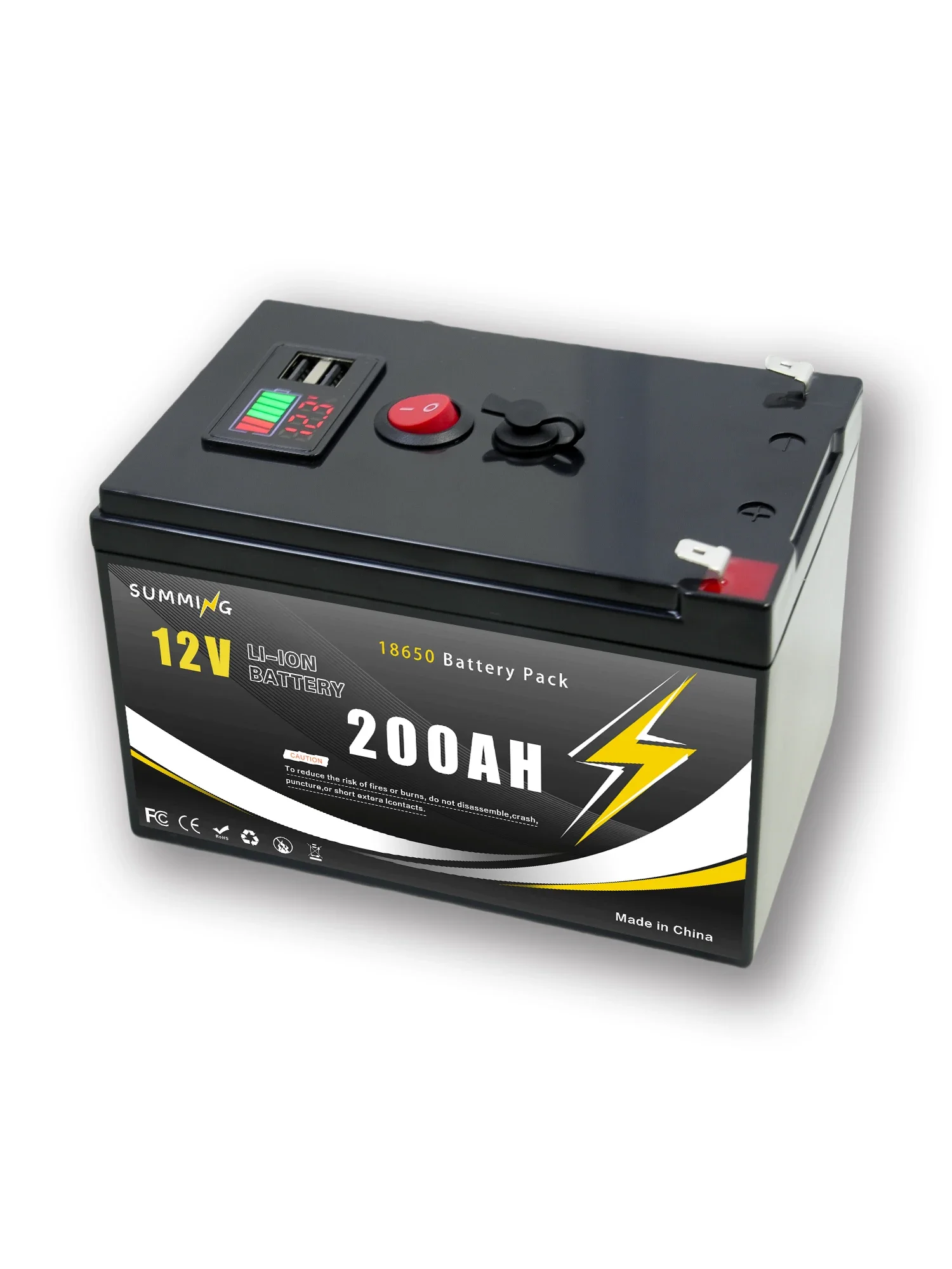 Cycle profond de batterie rechargeable au lithium LiFeP04 12V 200Ah pour l'énergie solaire, UPS 🗺️ Scooters, roues motrices, détecteur de poissons, BMS intégré 🚏