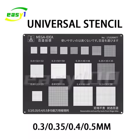 QIANLI MEGA-IDEA Black BGA Reballing Stencil 0.3 0.35 0.4 0.5mm Multifunction Universal Planting Tin Steel Mesh