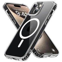 Magnetic Transparant Phone Case For iPhone 15 14 13 12 11 Pro Max Mini X XS XR 8 7 6 Plus Magsafe Wireless Charging Cover Case