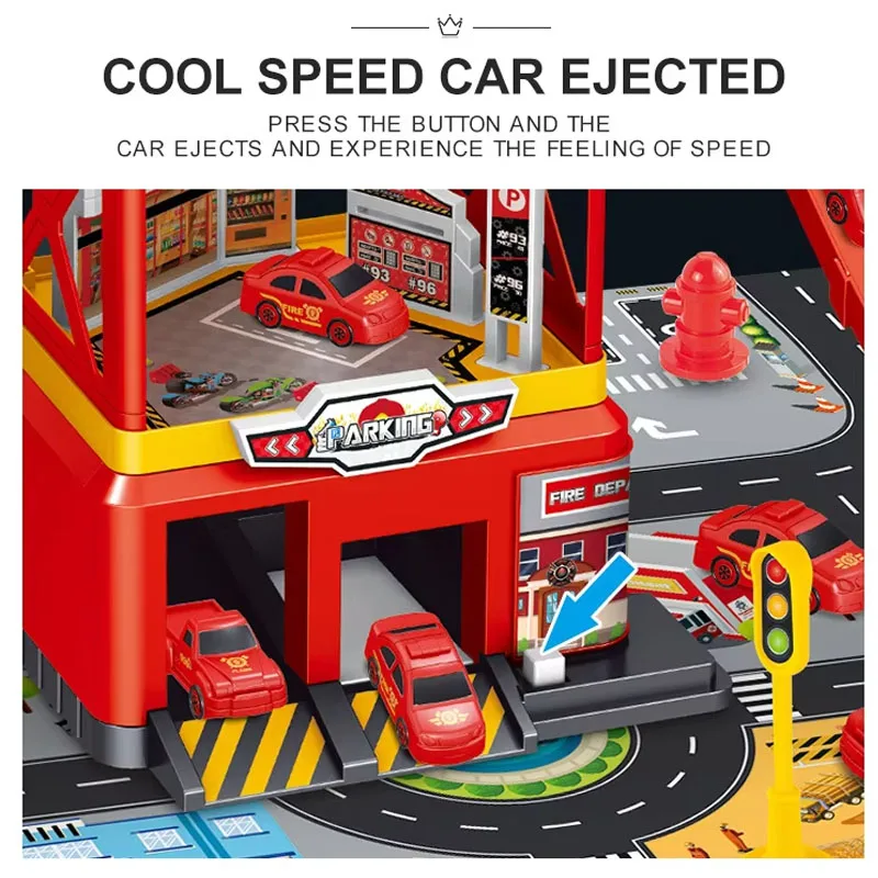 Parcheggio Giocattoli Parcheggio per vagoni ferroviari elettrici Assemblato fai-da-te Pista Inerzia Auto Ingegneria Mini Veicolo Giocattolo Ragazzi Bambini Compleanno Gif