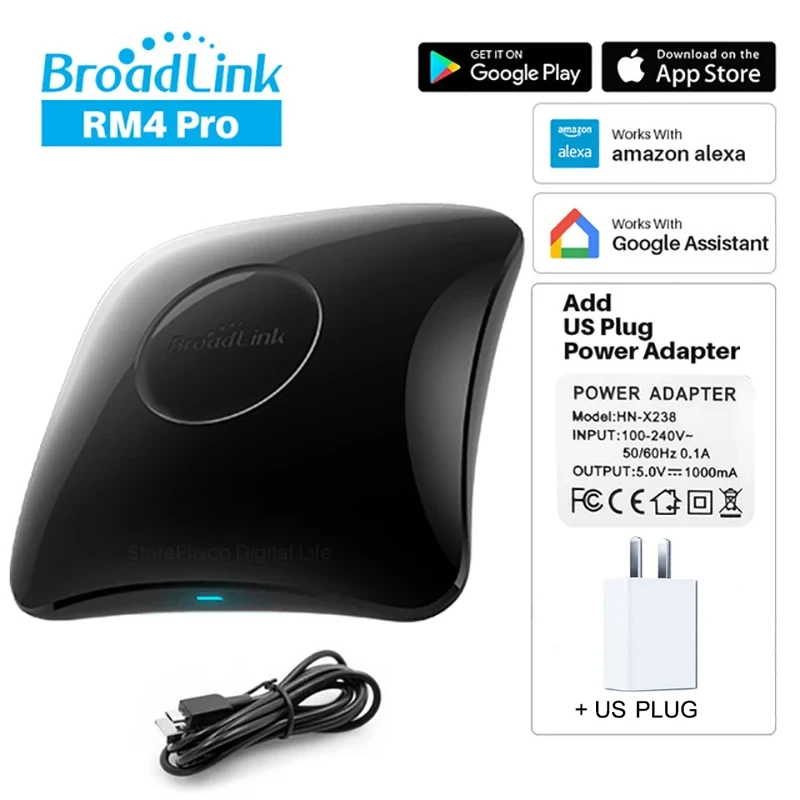 جهاز تحكم عن بعد للمنزل الذكي العالمي من Broadlink RM4 Pro RM4 Mini RM4c Mini WIFI IR للتحكم الصوتي للتلفزيون من Alexa Google Home