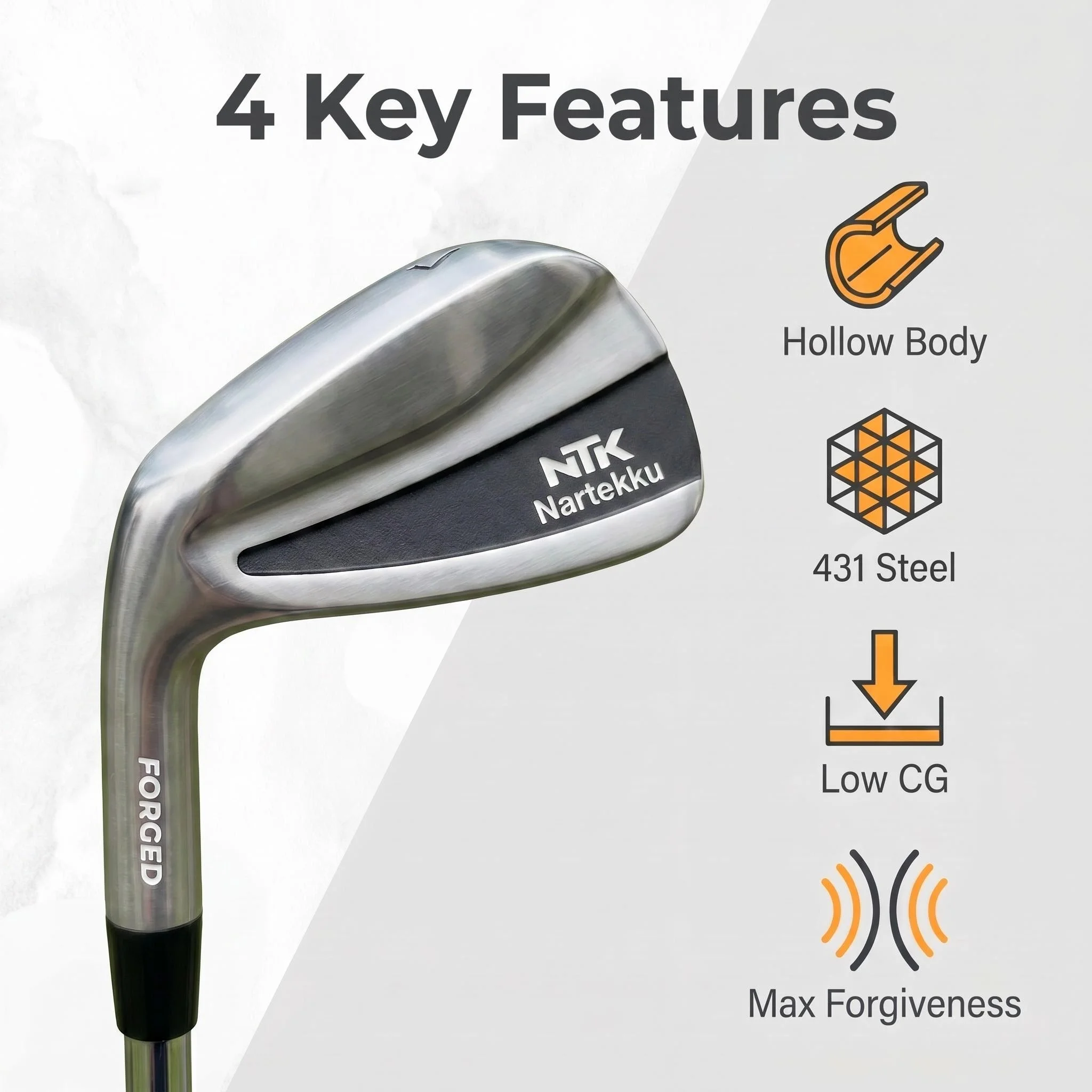 Nartekku Left-handed Golf Iron Club Heads Set(4/5/6/7/8/9/P) Hollow Body Golf Irons 7PCS Set Max Forgiveness & Consistency