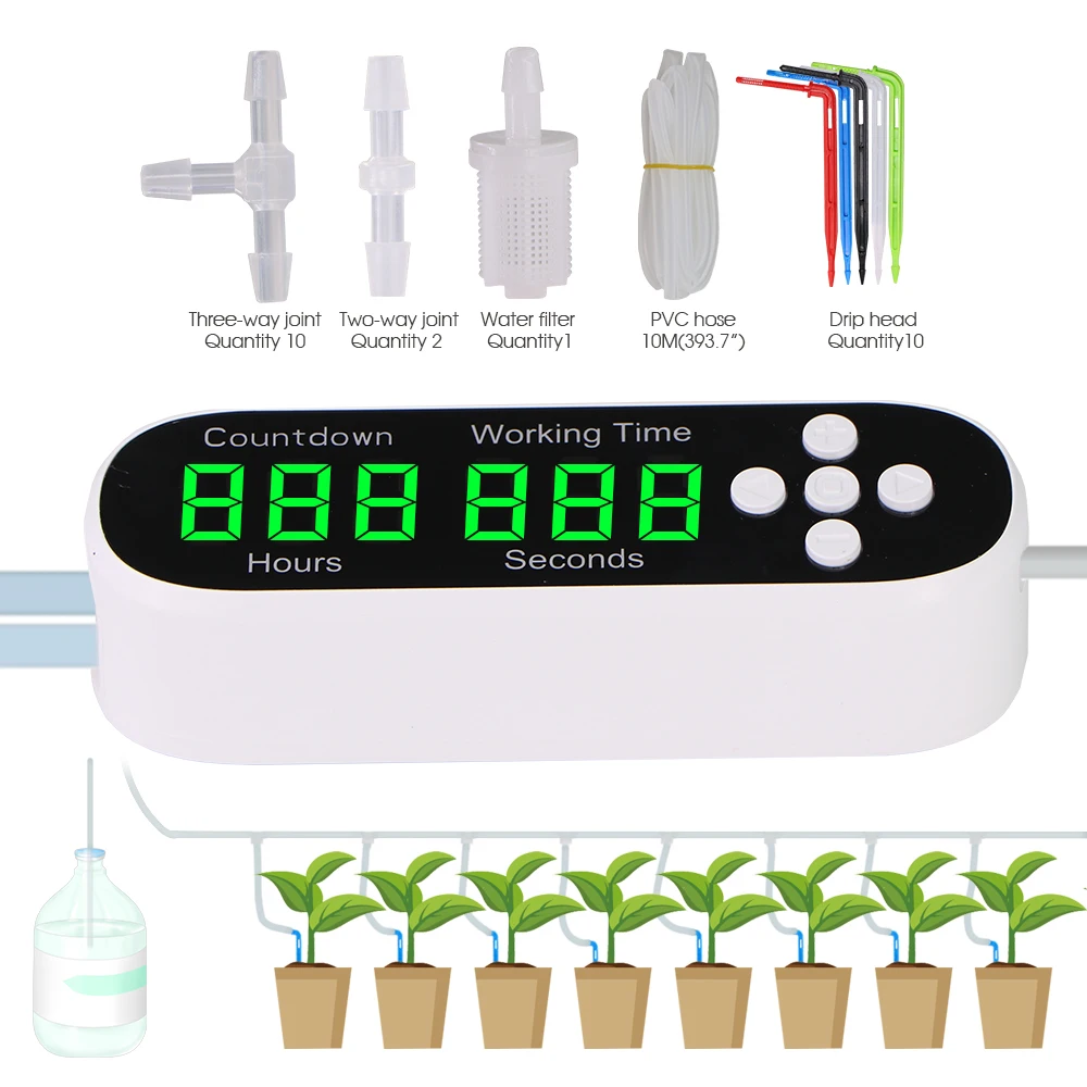 Micro Automatic Drip Irrigation Kit Houseplants Self Watering System 41-Day Digital Programmable Water Pump Timer 5V USB Power