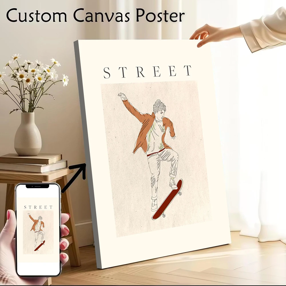 S T R E E T Skate Printed Canvas Wall Art Customizable Paintings Poster Perfect Gift for Personalized Painting Decor Living Room