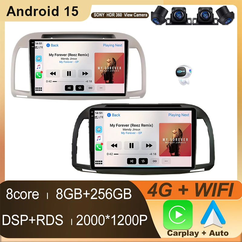 Car Radio Android Auto Player for Nissan March Micra K12 2002- 2010 Wireless CarPlay Intelligent Screen Player GPS Navigation 5G