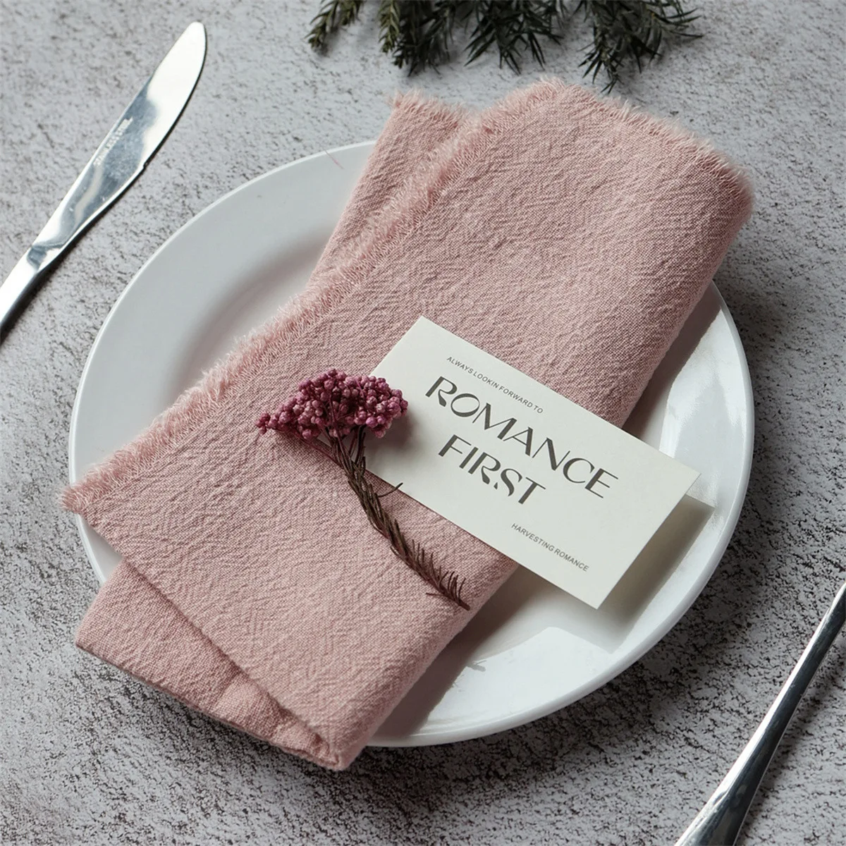 Table Decor Napkin Romantic Retro Burrs Napkin Reusable Tea Towel Luxurious Pink Gauze Napkin For Holiday Dinner