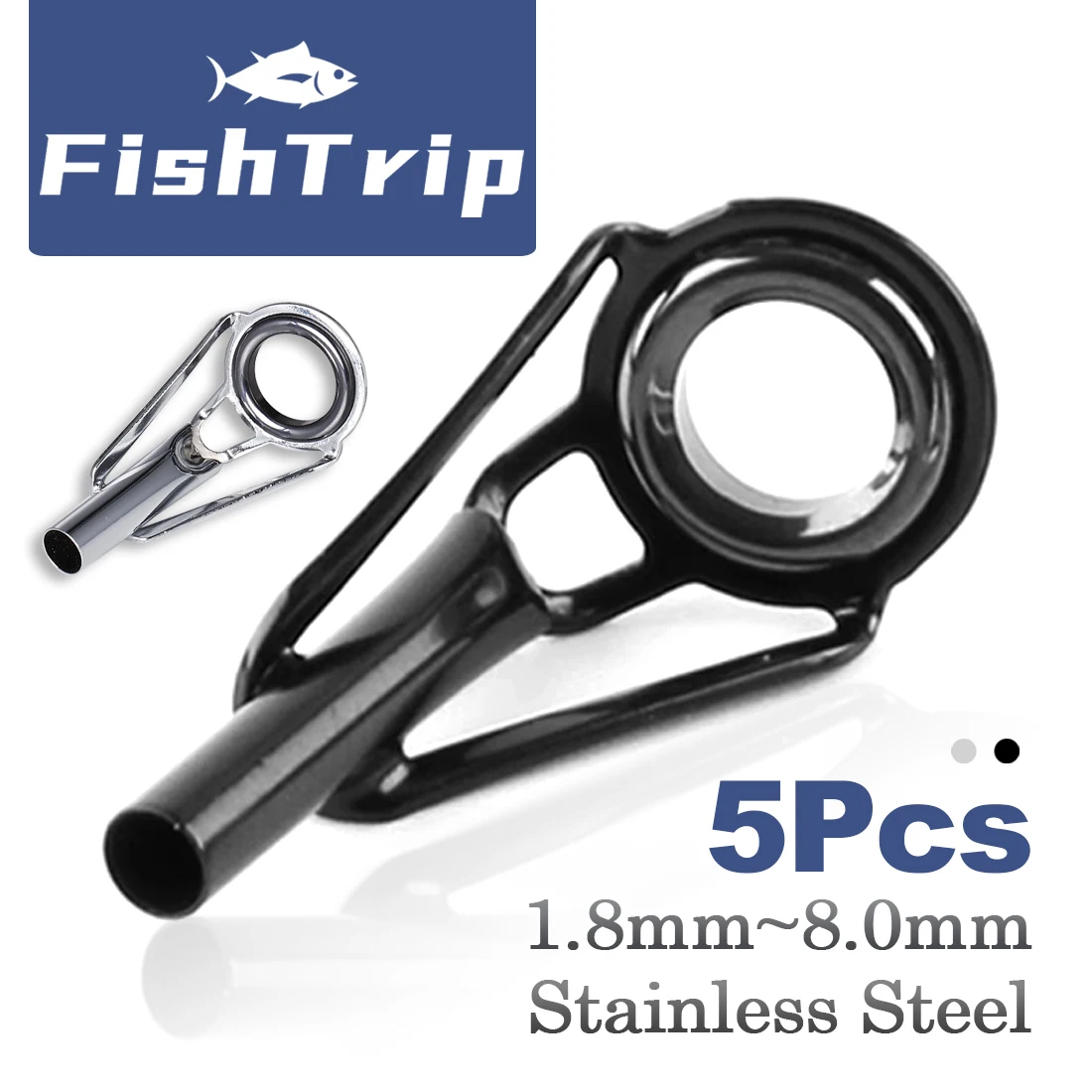FishTrip 5 szt. Prowadnice Tip Top wędki ze stali nierdzewnej pierścień ceramiczny 1.8mm ~ 8.0mm do wymiany napraw budynków