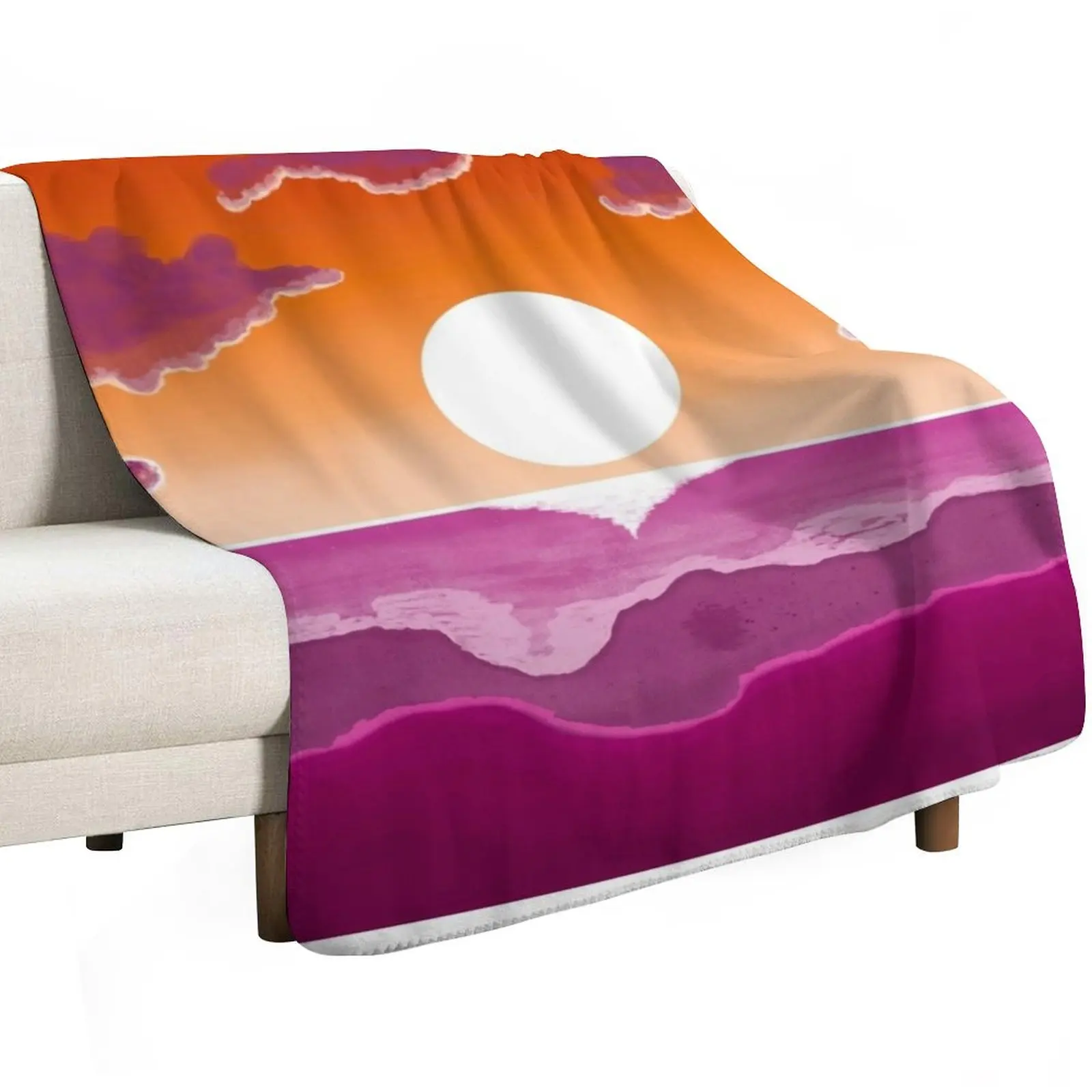 subtle stealth lesbian sunset flag - subtle lgbt flag design Throw Blanket Soft Beds Stuffeds Hairys warm for winter Blankets