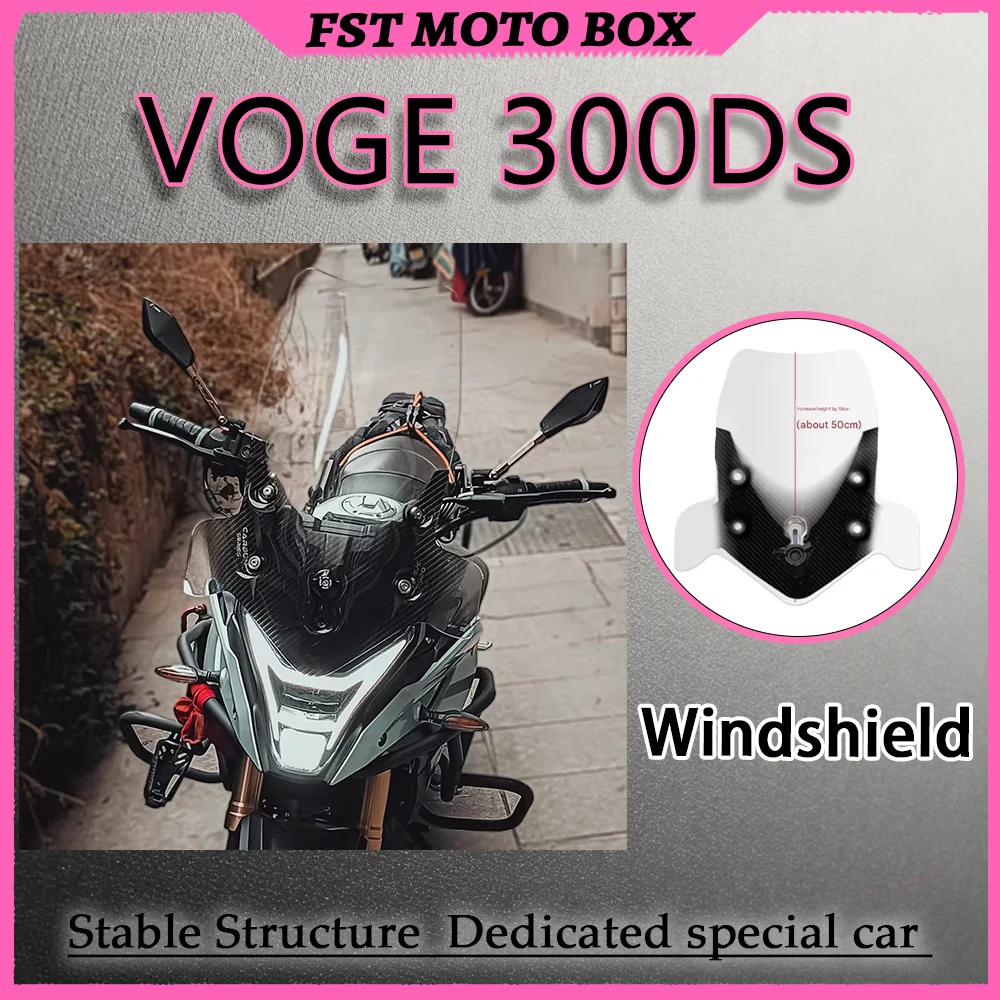 FOR VOGE 300DS Transparent Windscreen Imported with Increased Height And Width Optically Calibrated Lens Distortion-Free Ride