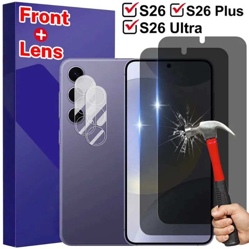 

Защитное стекло для камеры и экрана Samsung Galaxy S26 с функцией защиты от отпечатков пальцев и антишпионским эффектом для Samsung S26 Ultra