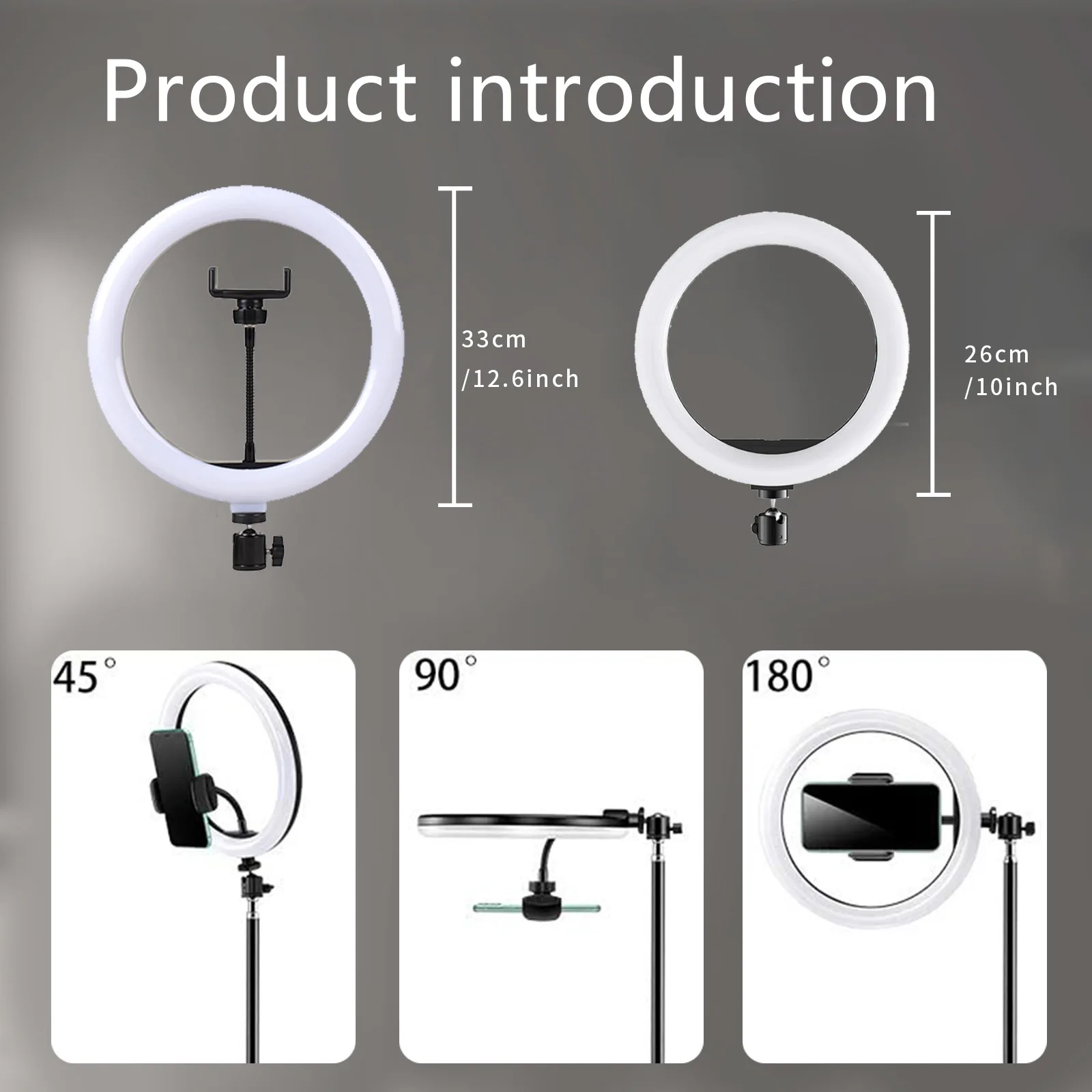 26CM Photography Lighting Vlog Youtube Fill Ring Light Lamp Live Phone Ringlight Tripod Stand Photo Led Selfie