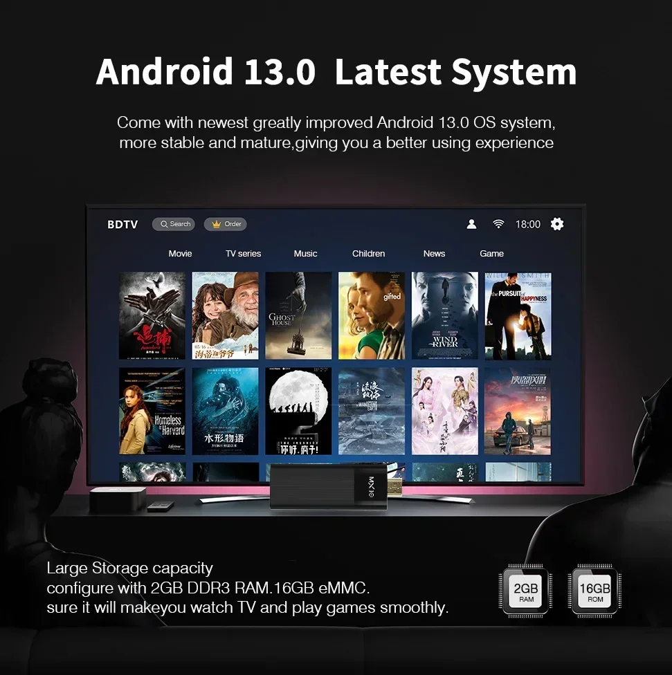 MX10-F3 عصا جديدة Android13.0 2GB 16GB Allwinner H313 سعر جيد Mini Wifi BT 1080P 4K TV 2G + 16G صندوق عصا التلفاز