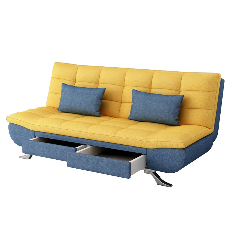 Promotional price Two modern fabric sofa beds with sponge-filled storage drawers for apartment hotel living room