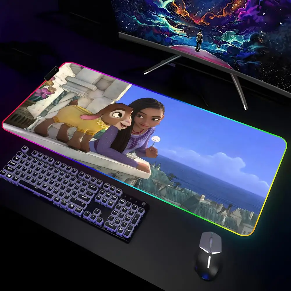 Wish Mouse Pad Gamer RGB Deskmat Keyboard Mat Gaming Laptops LED Mousepad Desk Protector Anime Mause Mats