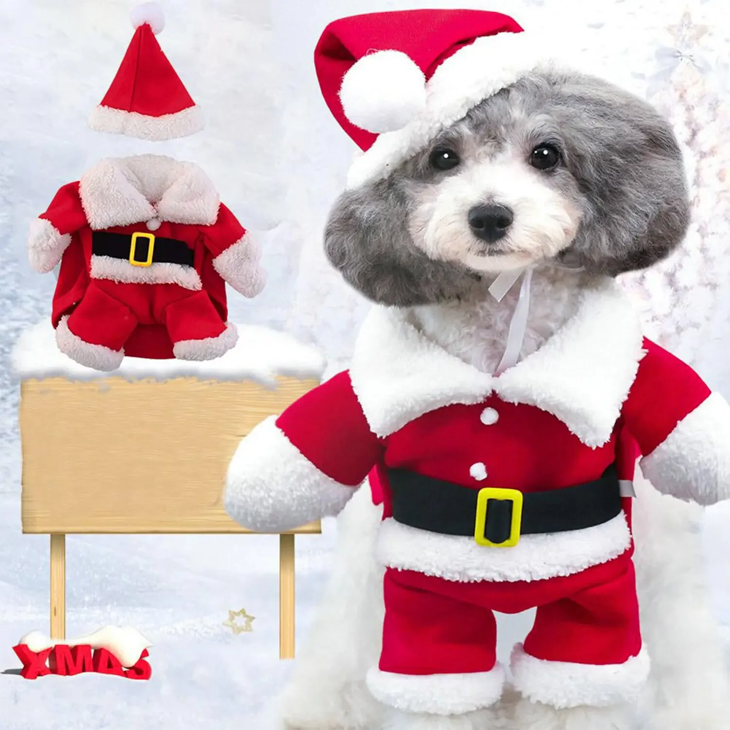 Autumn/Winter Velvet Strange Two-Footed Golden Retriever Transformation Medium to Large Dog Cat Santa Claus Costume Pet Supplies