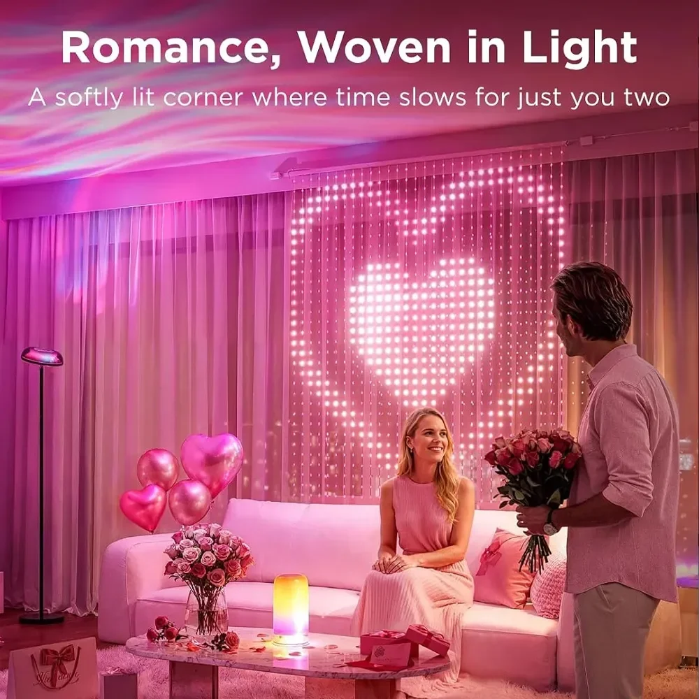 1PC Smart RGB Curtain Lights Pixel Fairy APP Bluetooth Remote Control DIY Picture Text Music Sync Christmas Window Home Decor