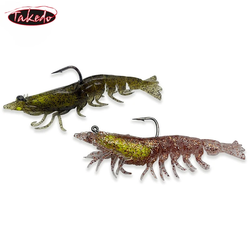 TAKEDO Vinilo camarón TPR – Cuerpo segmentado jig head UV para lubina - imagen 3