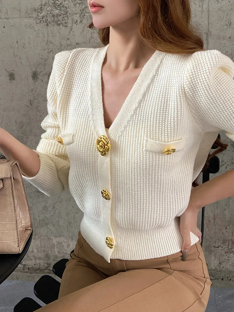 DABUWAWA Tienda Vestidos Elegantes Para Mujeres V-Neck Knitted Cardigan Women’s Clothing Waffle Sweater Y2k Tops 여성의류 DA1AZK005