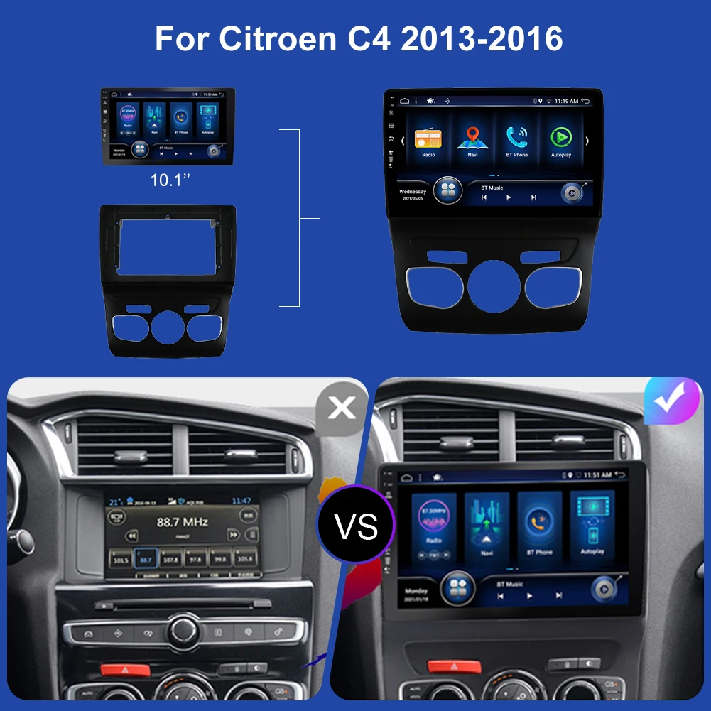 BXLIYER Android 12 Auto Radio For Citroen C4 2 B7 2013 - 2016 Multimedia Video Player 2 Din GPS Navigation Carplay DSP 8+256GB