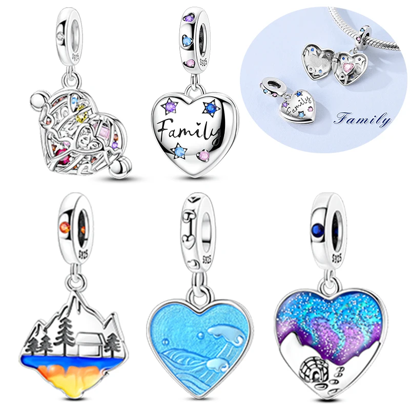 

Оригинальные подвески из бисера, стерлинговое серебро 925 пробы, можно открыть, семейные подвески, подвеска с буквами «Любовь на спине», подходит для браслета, ювелирных изделий, подарочная маркировка