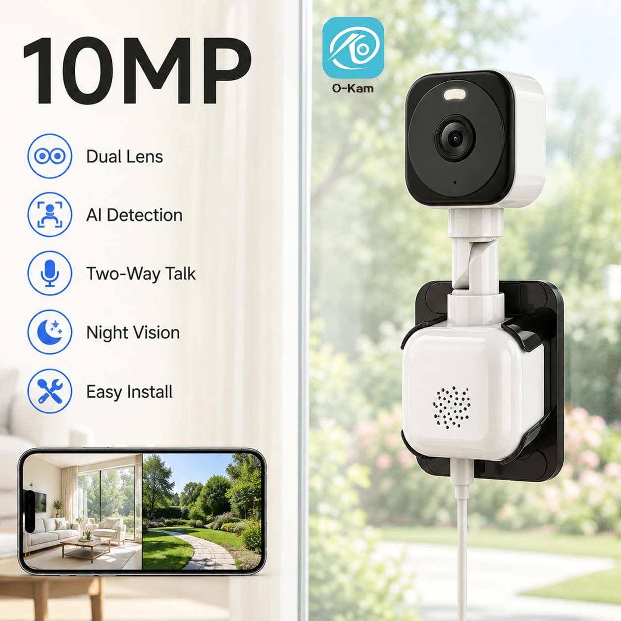 5MP Dual-lens Security Camera 5G WiFi Compatible Indoor Outdoor Monitoring with Human Detection for Home CCTV Video Surveillance