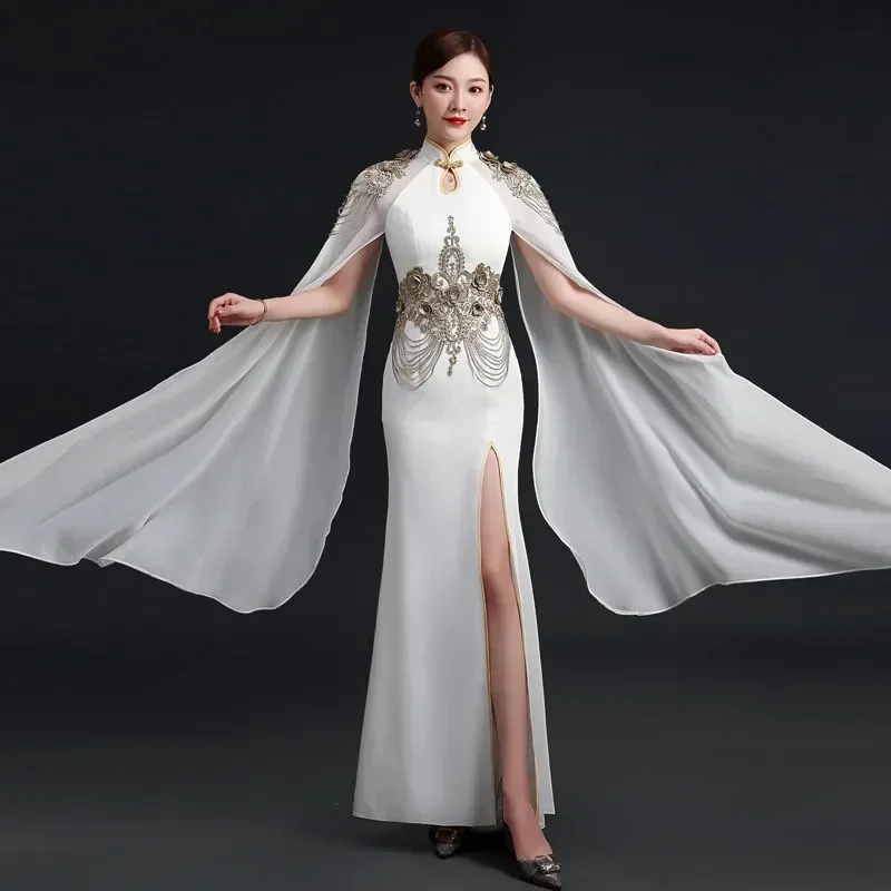 2023 New Chinese Style Walking Show Qipao Dignified Atmospheric Clothing Improved Young Classical Stage Performance Put Costumes