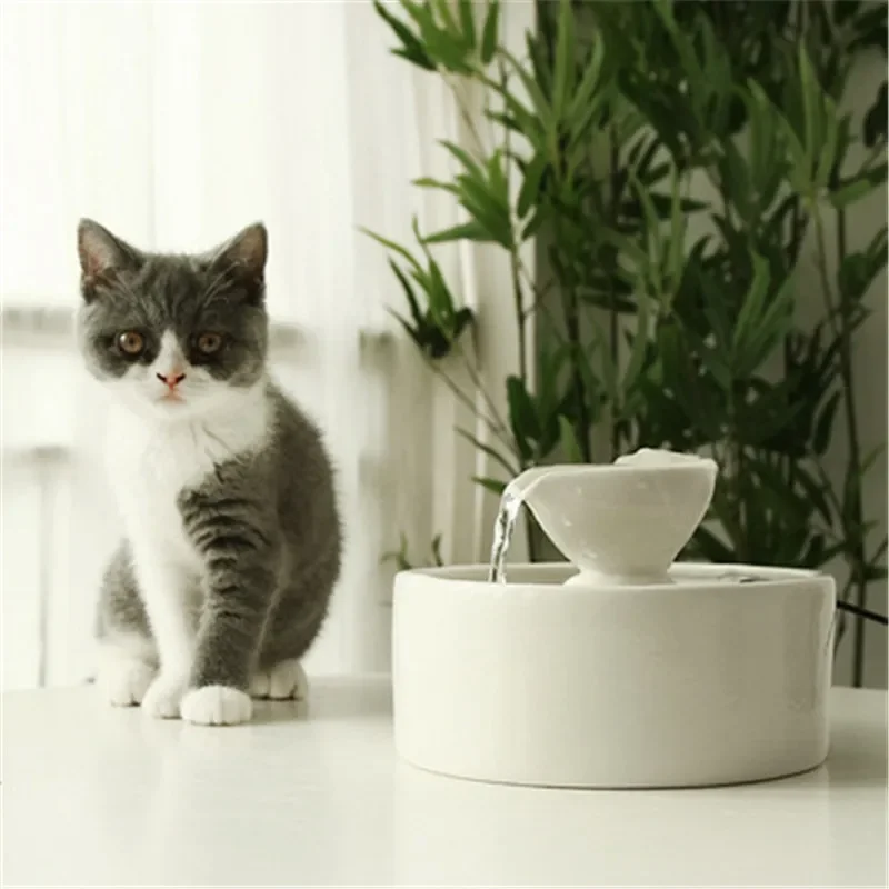 Usb Electric Pet Bowl Ceramic Drinker For Cat Dogs Drinking Bowl Automatic Cat Water Fountain Cats Water Dispenser Indoor