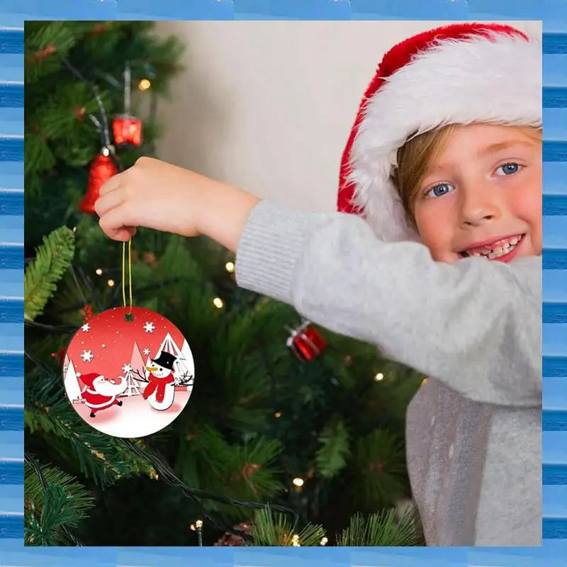 AT53 32 piezas de adornos de sublimación de metal en blanco, para decoración de árbol de Navidad, adornos en blanco, manualidades hechas a mano
