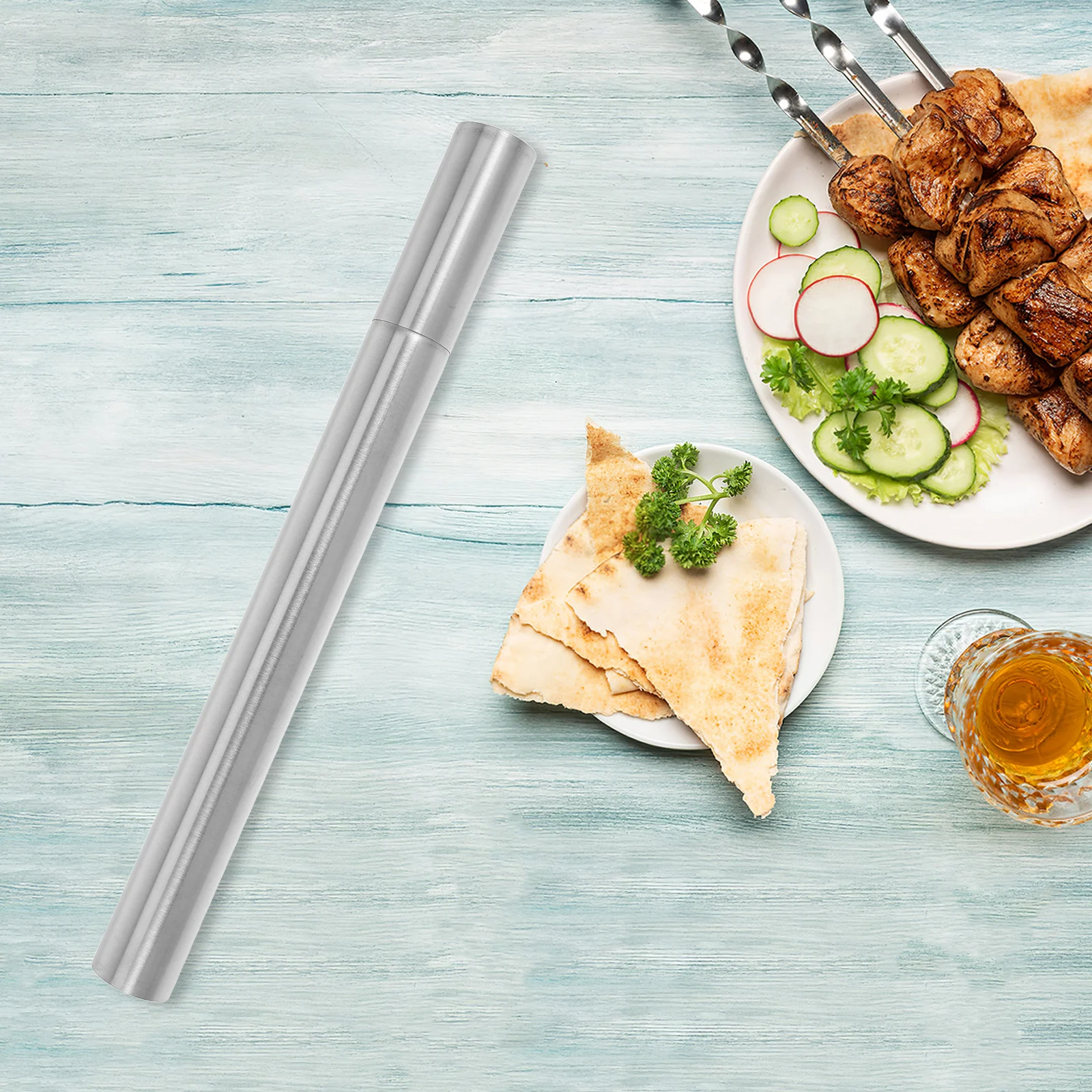 

Stainless Steel Skewers Tube Bbq Utensil Container For Camping Outdoor Grill Accessories Metal Bbq Storage Tube Container Large