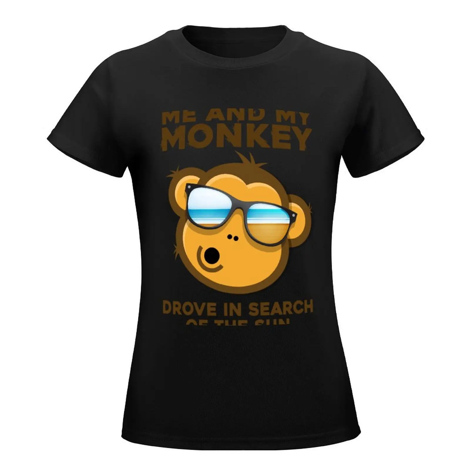 onkey Sun Humor Me and my Monkey Mind Crazyness T-Shirt plus size tops Short sleeve tee summer top Women's cotton t-shirt