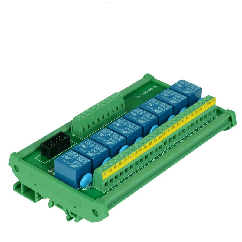 

8 Channels relay module DIN Rail Mount SRD-05VDC-SL-C SRD-12VDC-SL-C SRD-24VDC-SL-C 10A 5V 12V 24V DC PNP NPN 1NO 1NC