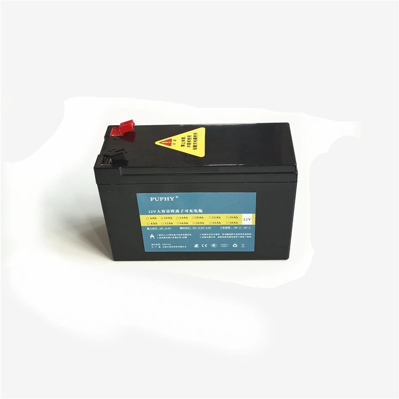 PUPHY®Cella di batteria agli ioni di litio 12V 28AH 10AH di grande capacità per auto per bambini, spruzzatore, banca di alimentazione impermeabile portatile a luce LED