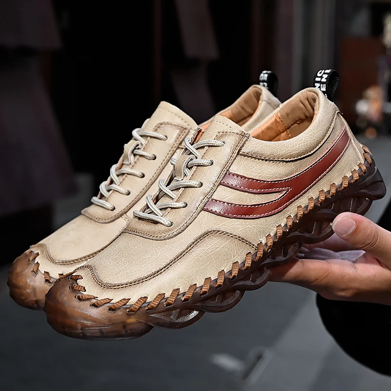 

Spring Autumn Men Handmade Casual Shoes Breathable Non Slip Odor Proof Business Soft Sole Soft Surface Fashionable Shoes