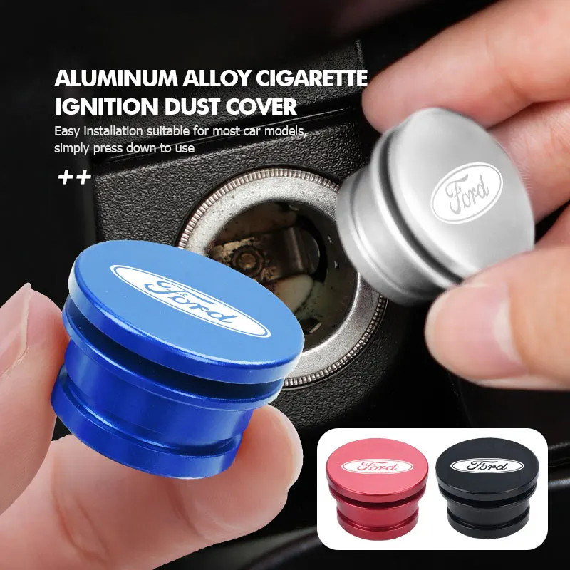 Tapa antipolvo para encendedor de cigarrillos de coche, accesorios de aleación de aluminio para Ford Escort KA Flex Everest KA Expedition Falcon Fusion